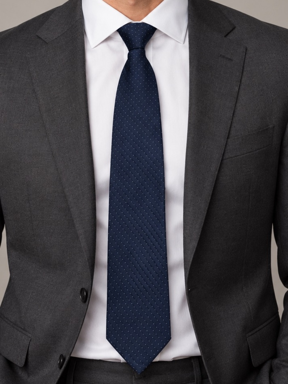 BOSS Hugo Boss Navy 100 Silk Polka Dot Tie |Quiet Luxury Classic Business Style
